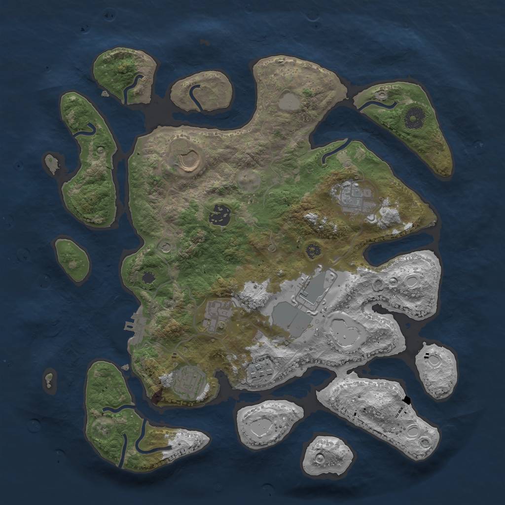 Rust Map: Procedural Map, Size: 3500, Seed: 220113, 14 Monuments