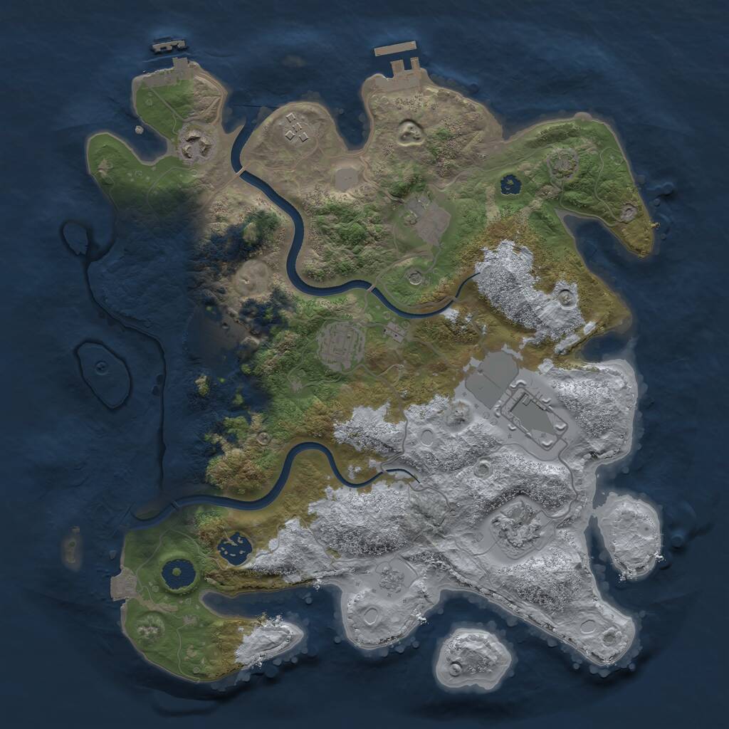 Rust Map: Procedural Map, Size: 3500, Seed: 220113, 14 Monuments