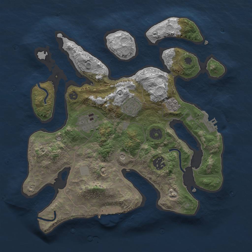 Rust Map: Procedural Map, Size: 3000, Seed: 1515227719, 12 Monuments