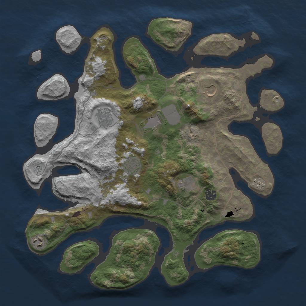Rust Map: Barren, Size: 4000, Seed: 1066, 11 Monuments