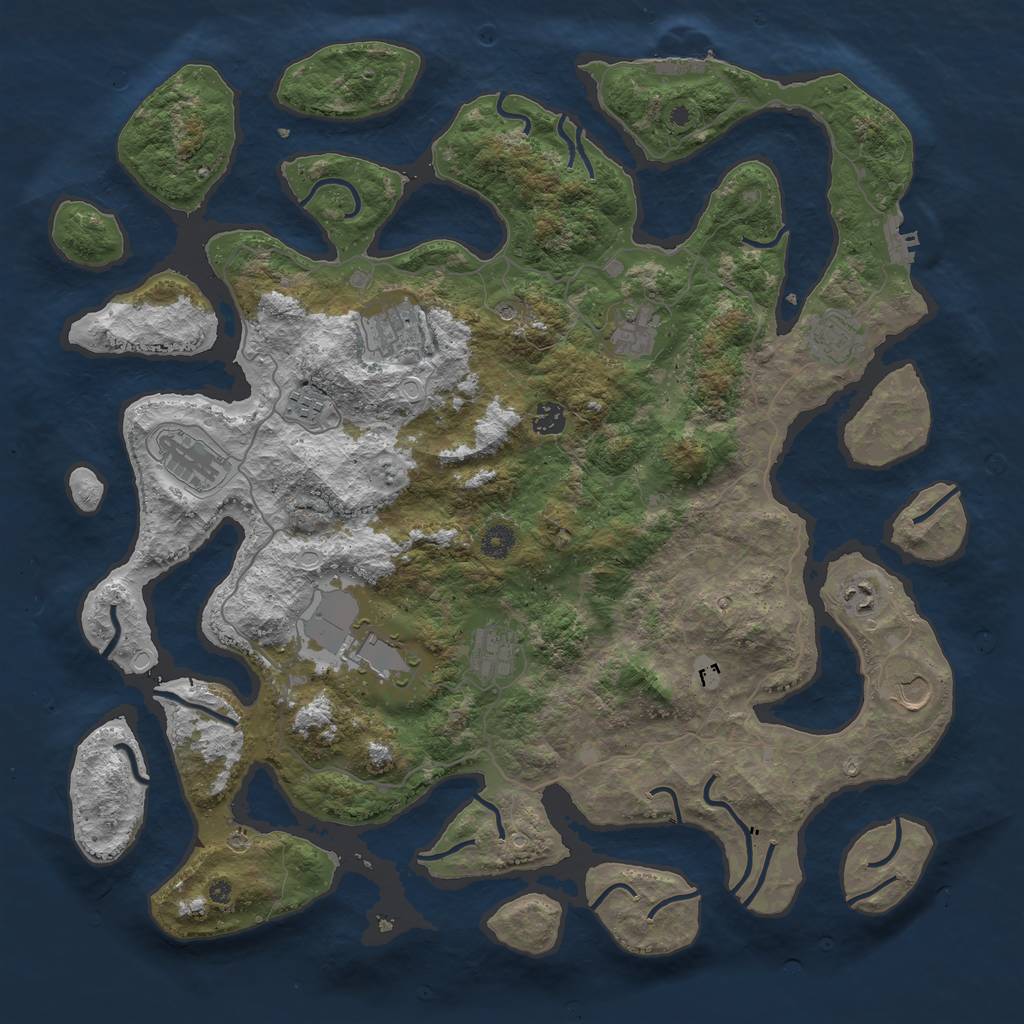 Rust Map: Procedural Map, Size: 4500, Seed: 4121703, 18 Monuments