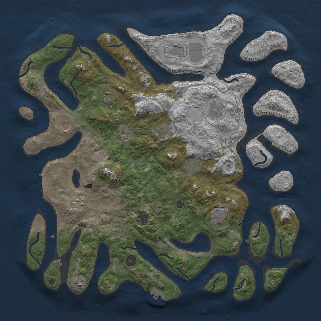 Rust Map: Procedural Map, Size: 4500, Seed: 3198916, 18 Monuments