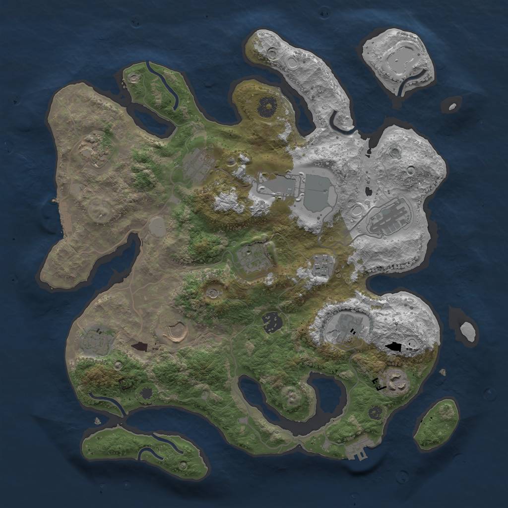 Rust Map: Procedural Map, Size: 3700, Seed: 3698935, 19 Monuments
