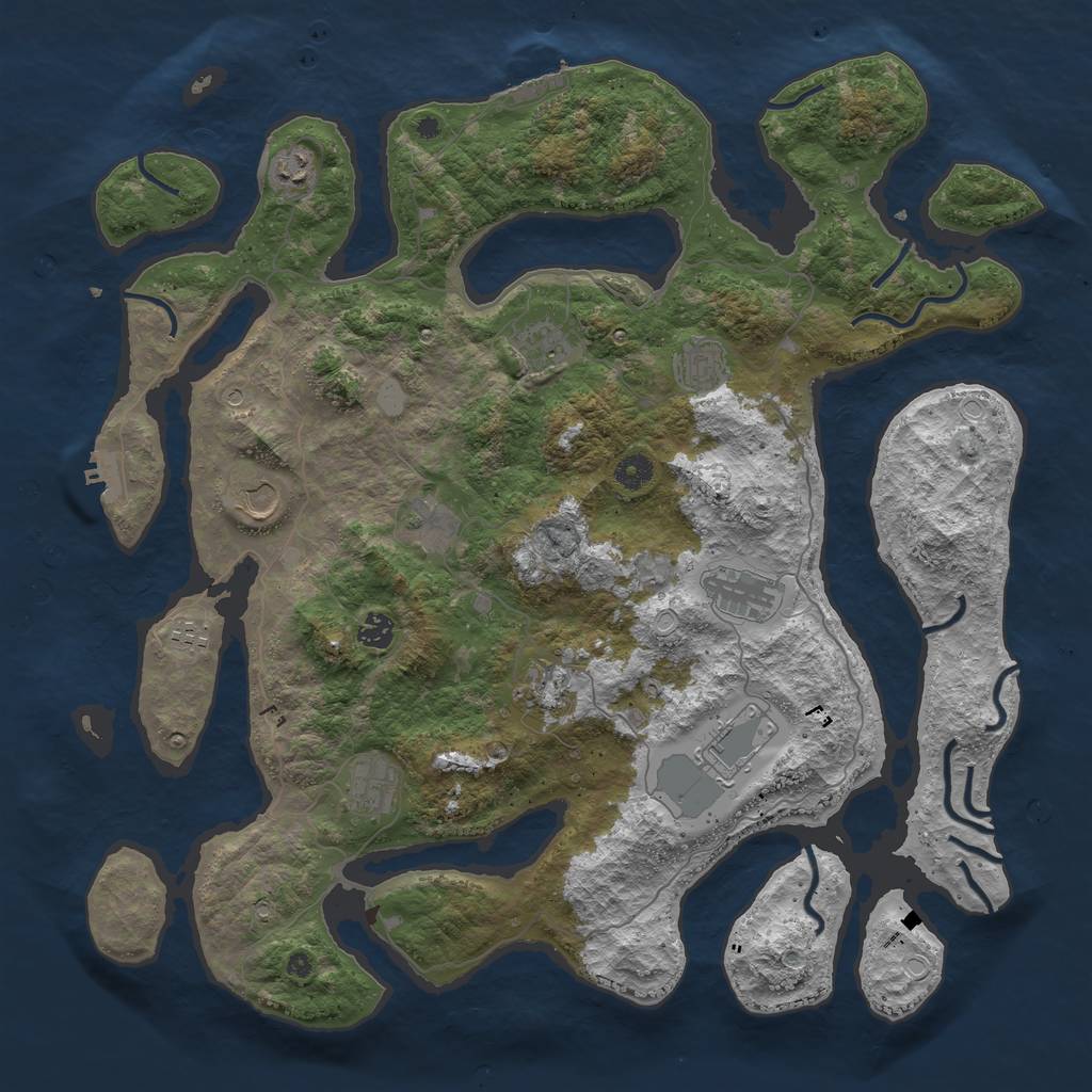 Rust Map: Procedural Map, Size: 4500, Seed: 5803065, 19 Monuments