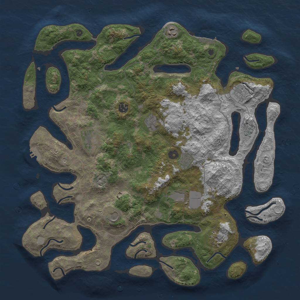 Rust Map: Procedural Map, Size: 4500, Seed: 274608988, 18 Monuments