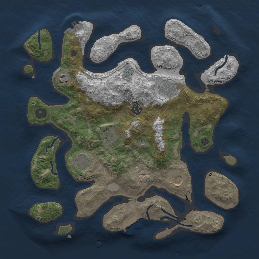 Rust Map: Procedural Map, Size: 3550, Seed: 887691, 15 Monuments
