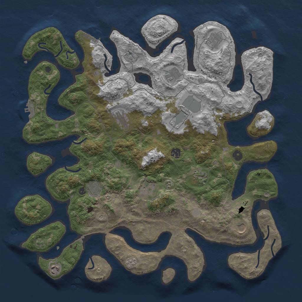 Rust Map: Procedural Map, Size: 4500, Seed: 1596033, 19 Monuments