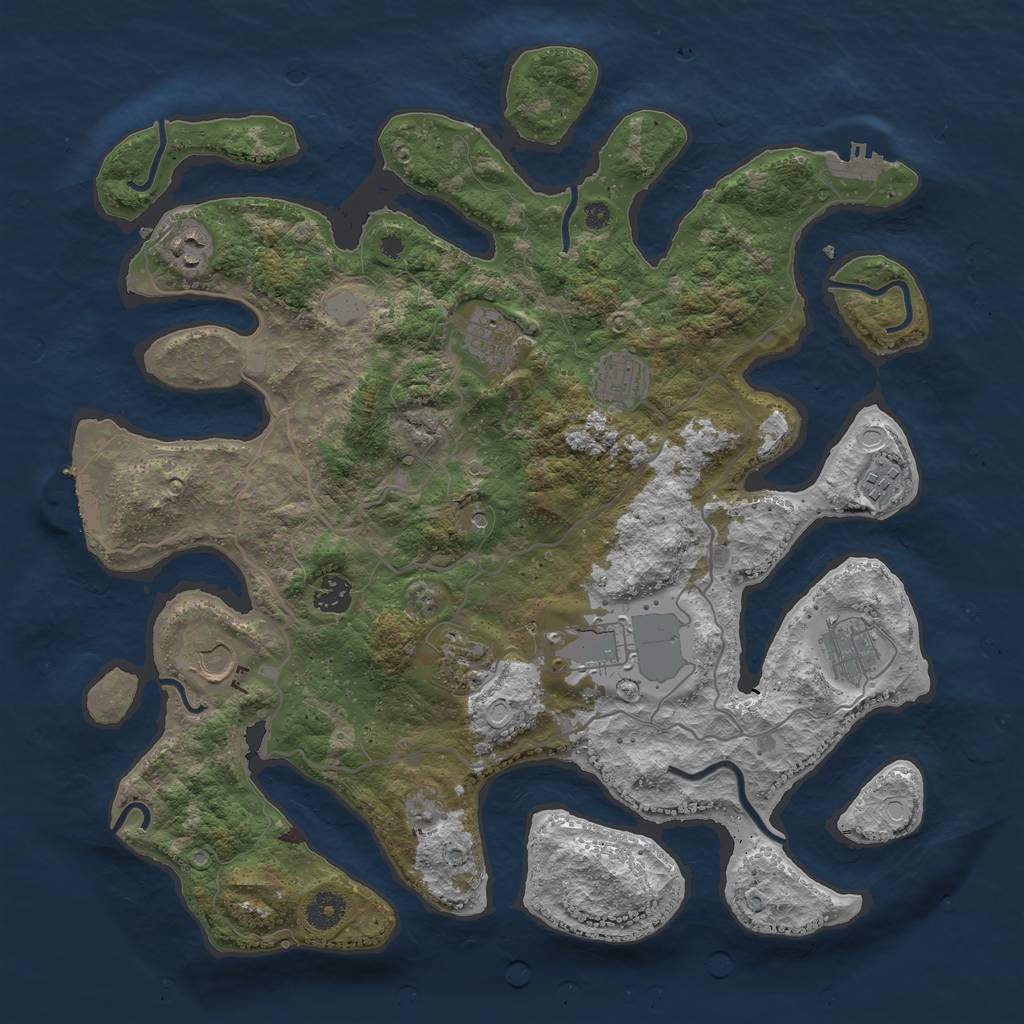 Rust Map: Procedural Map, Size: 4000, Seed: 571569, 17 Monuments