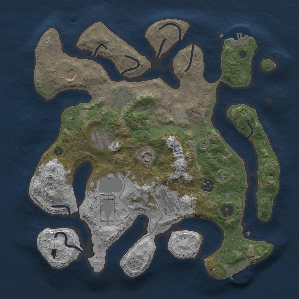 Rust Map: Procedural Map, Size: 3500, Seed: 1796588, 16 Monuments