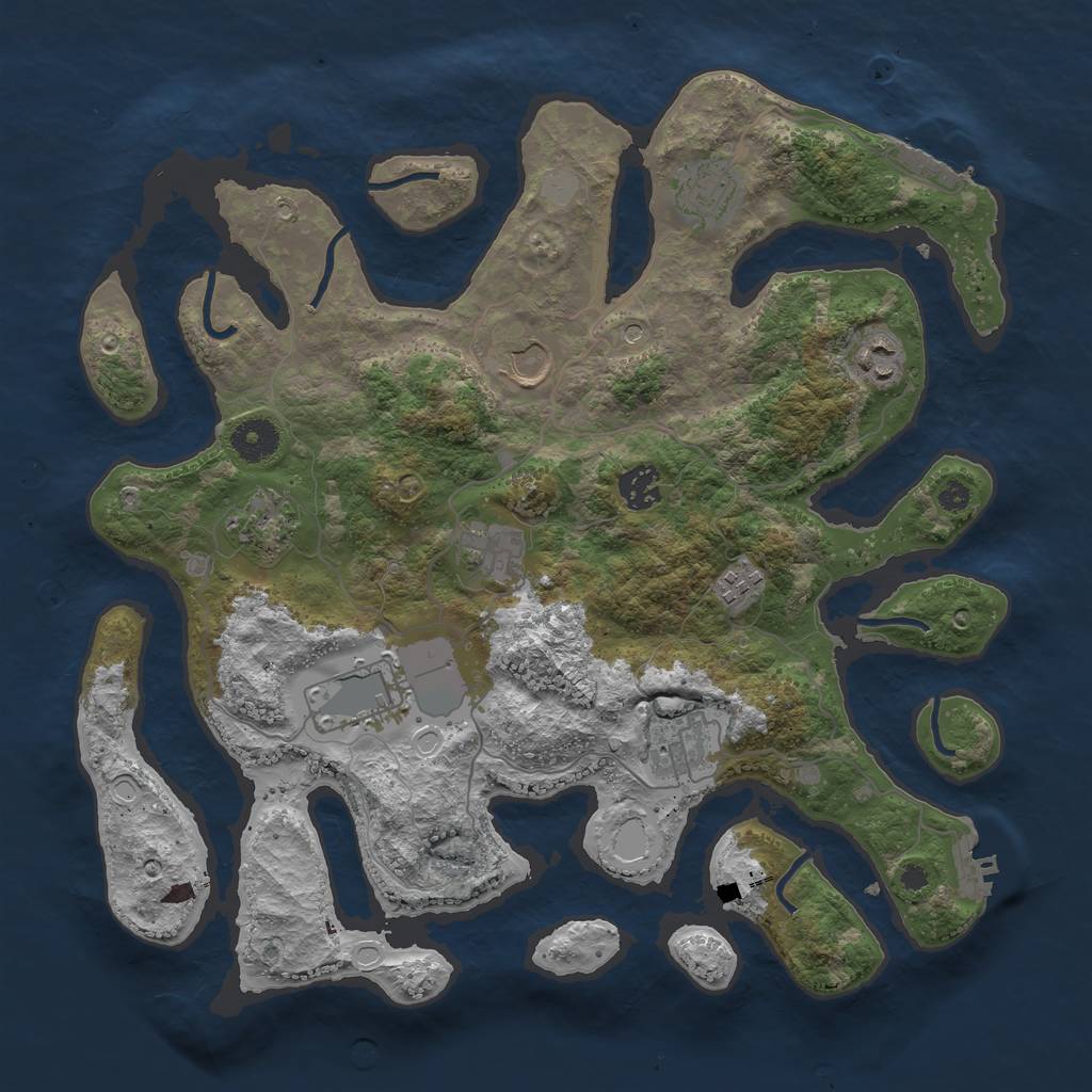 Rust Map: Procedural Map, Size: 3700, Seed: 5006217, 17 Monuments