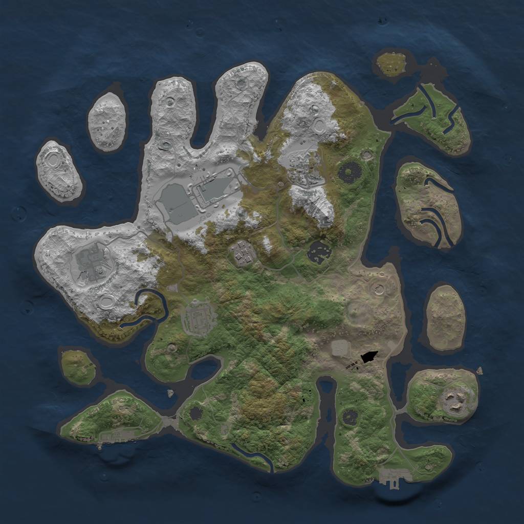 Rust Map: Procedural Map, Size: 3500, Seed: 562995, 15 Monuments