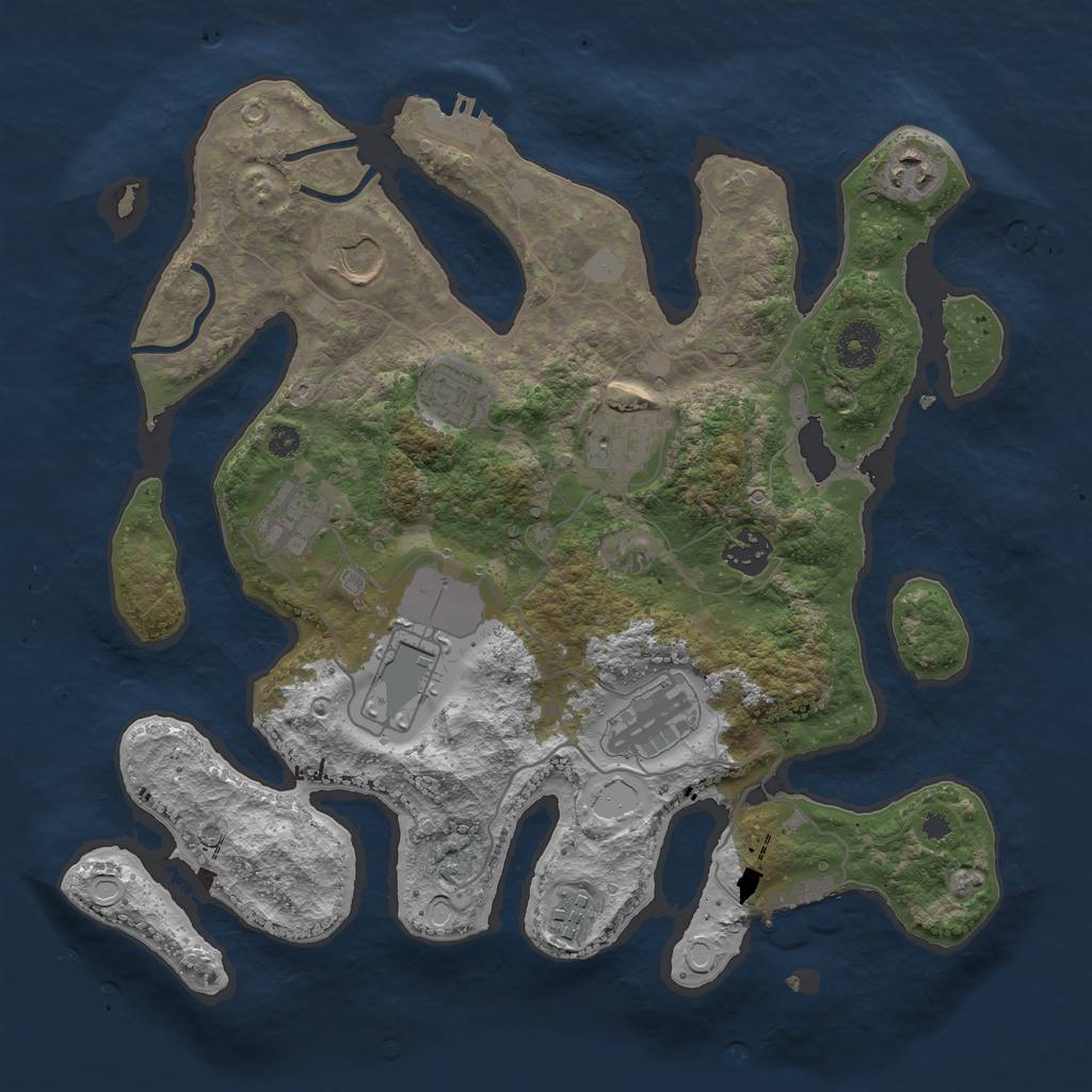 Rust Map: Procedural Map, Size: 3500, Seed: 3945854, 16 Monuments