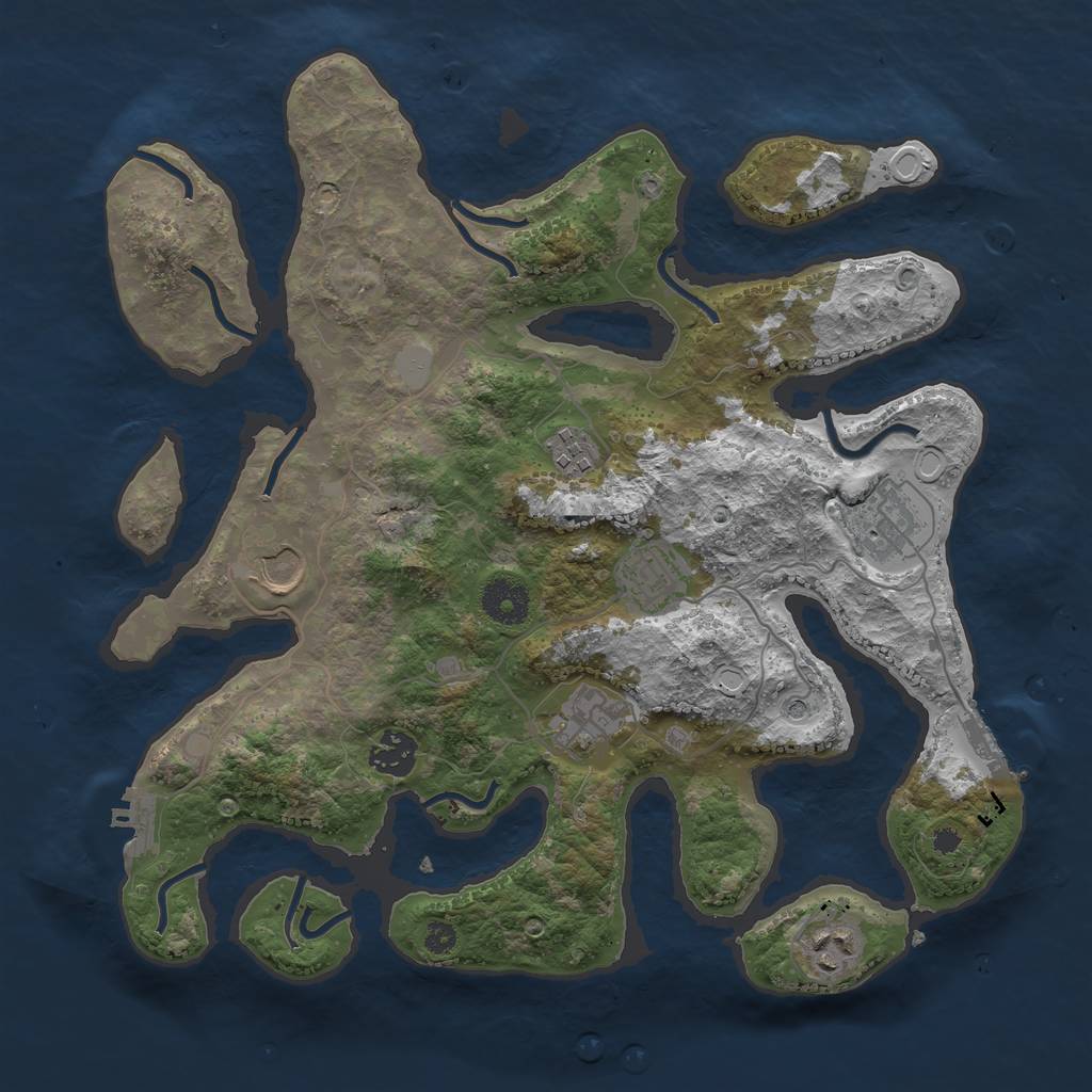 Rust Map: Procedural Map, Size: 3500, Seed: 6072087, 15 Monuments