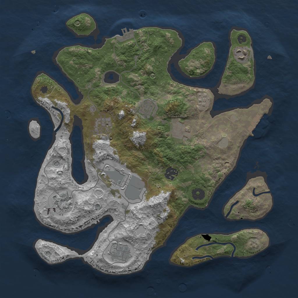 Rust Map: Procedural Map, Size: 3500, Seed: 1142991519, 17 Monuments