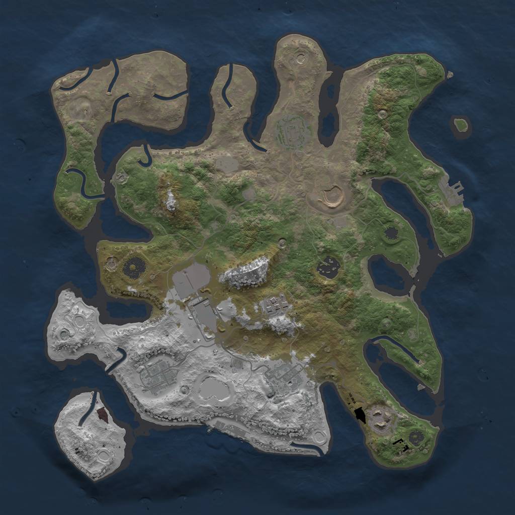 Rust Map: Procedural Map, Size: 3550, Seed: 899503, 16 Monuments
