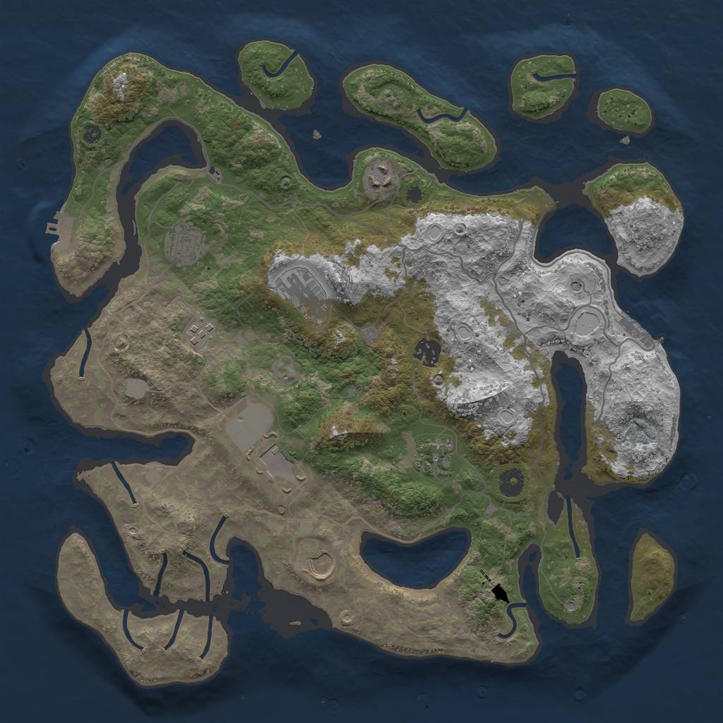 Rust Map: Procedural Map, Size: 4000, Seed: 680938633, 16 Monuments