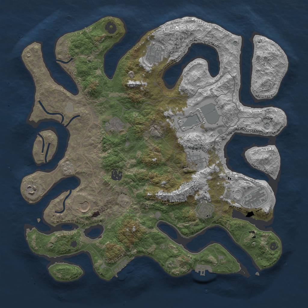 Rust Map: Procedural Map, Size: 4000, Seed: 135064, 18 Monuments