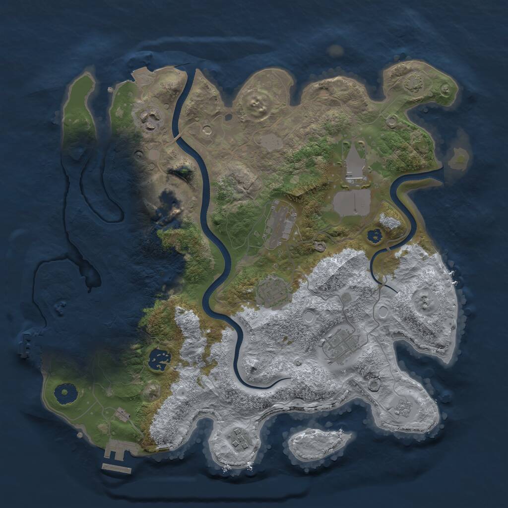 Rust Map: Procedural Map, Size: 3500, Seed: 2033416742, 14 Monuments