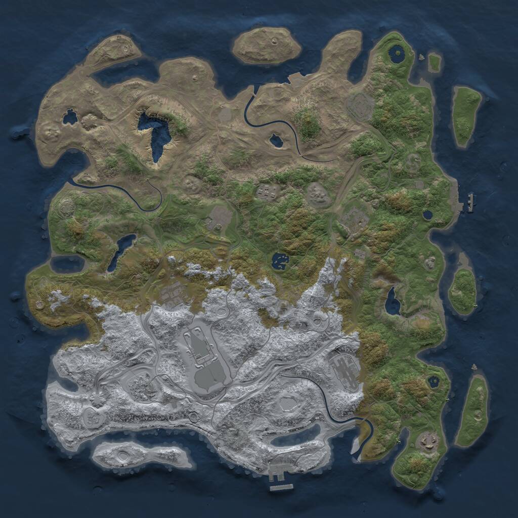 Rust Map: Procedural Map, Size: 4500, Seed: 175204, 16 Monuments