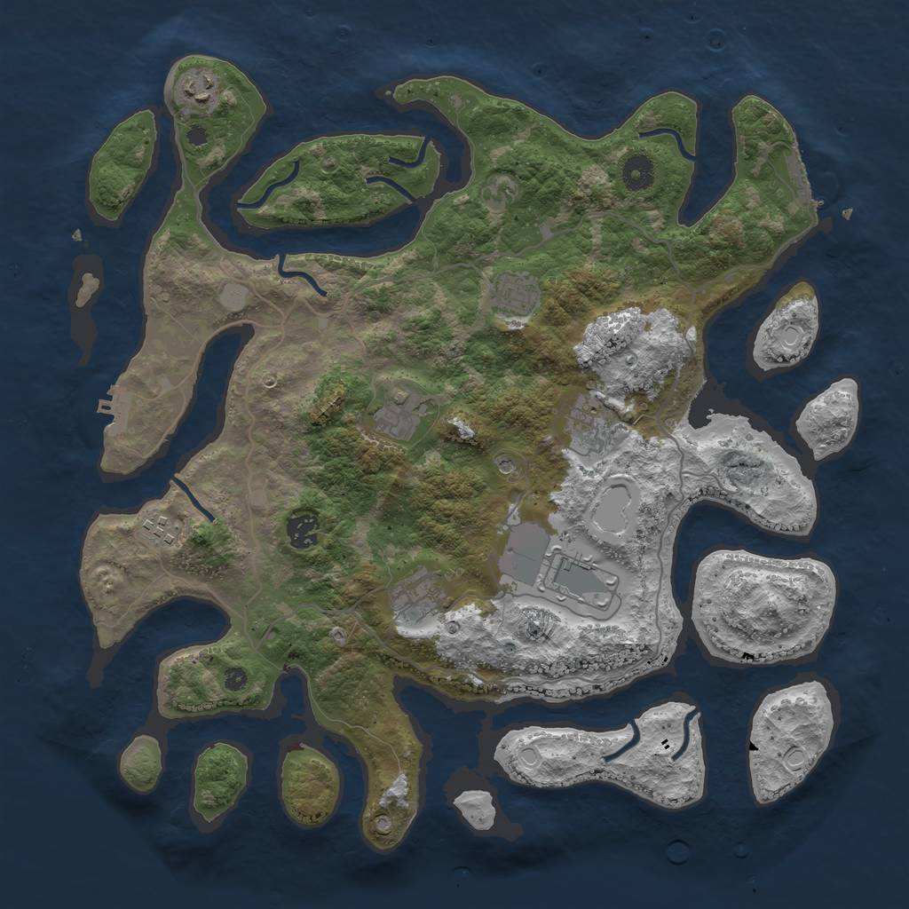 Rust Map: Procedural Map, Size: 4000, Seed: 427710, 16 Monuments