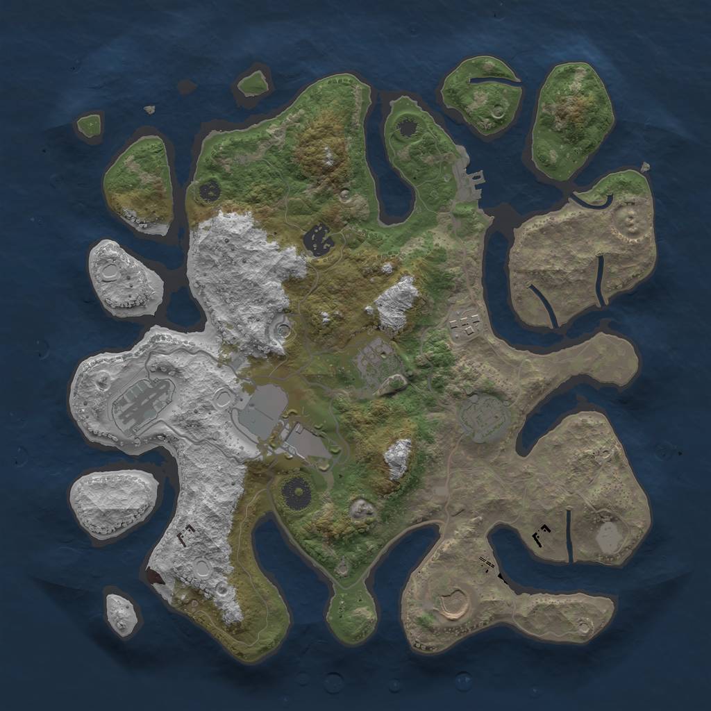 Rust Map: Procedural Map, Size: 3500, Seed: 658518, 14 Monuments