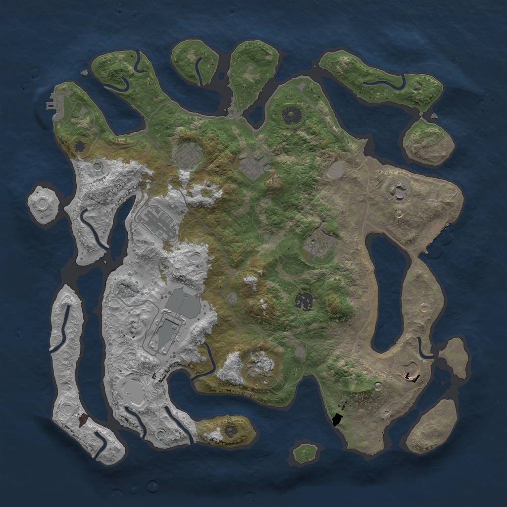 Rust Map: Procedural Map, Size: 4000, Seed: 4309134, 17 Monuments