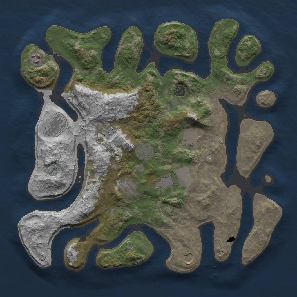Rust Map: Barren, Size: 4000, Seed: 360, 12 Monuments