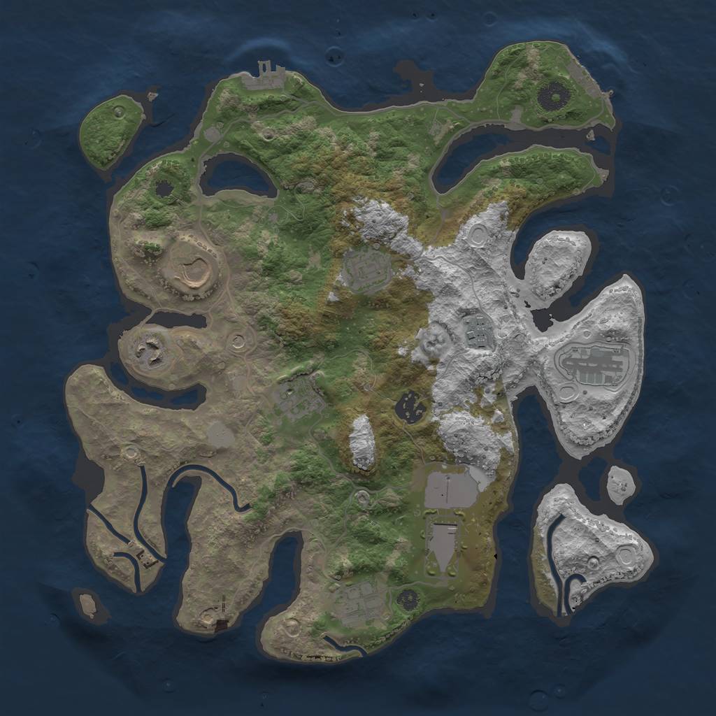 Rust Map: Procedural Map, Size: 3550, Seed: 522226, 17 Monuments