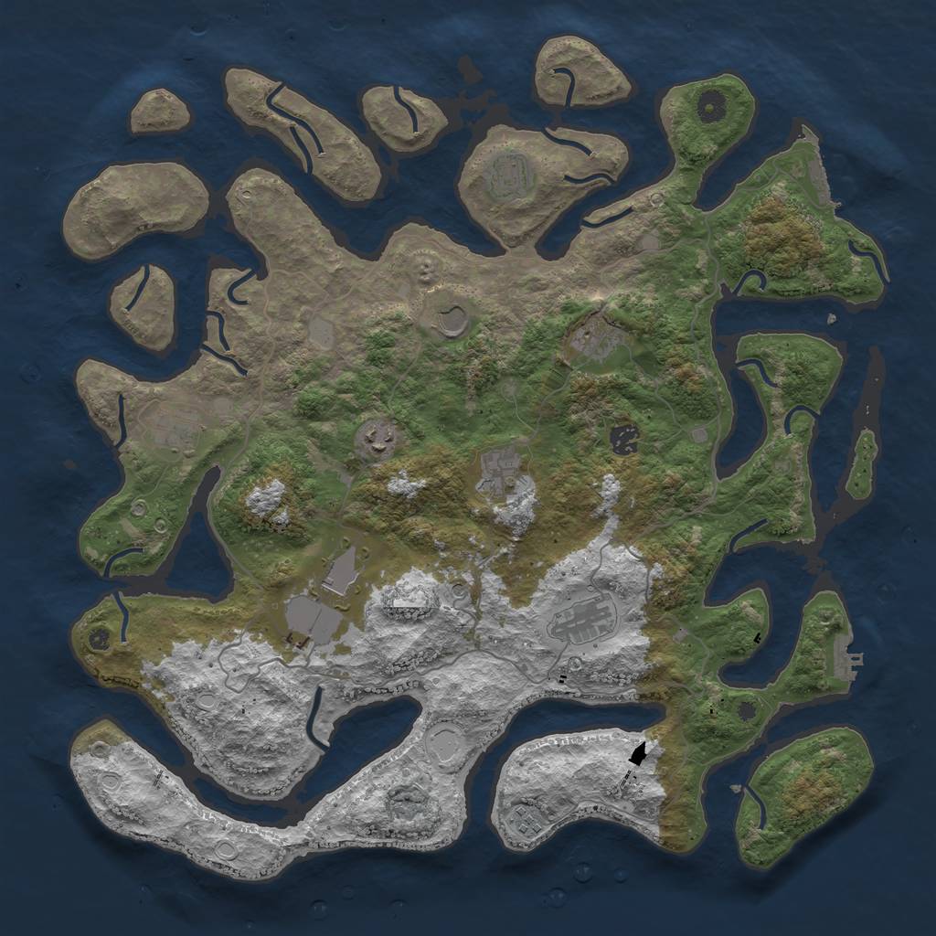 Rust Map: Procedural Map, Size: 4500, Seed: 1322863, 18 Monuments