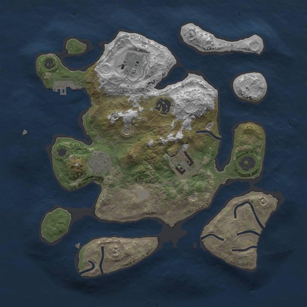 Rust Map: Procedural Map, Size: 3000, Seed: 1851599055, 11 Monuments
