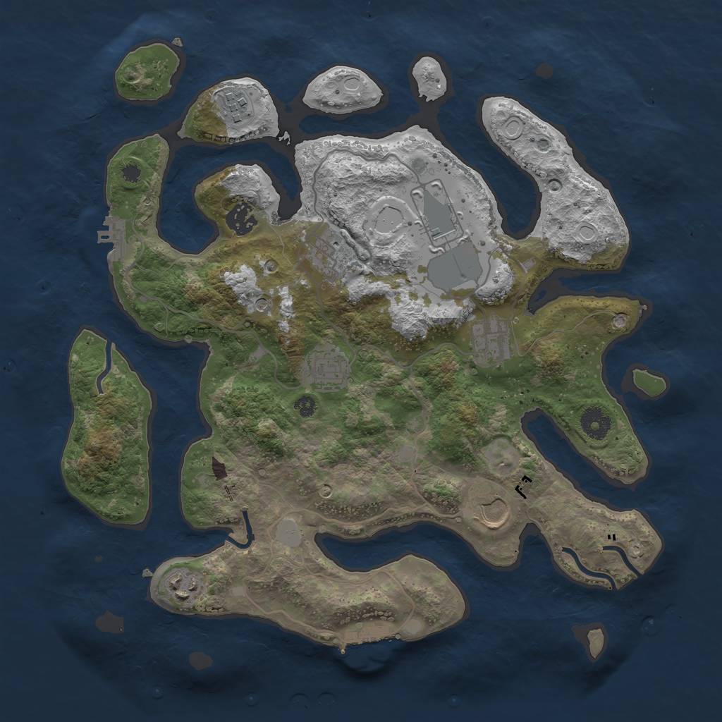 Rust Map: Procedural Map, Size: 3550, Seed: 508618, 16 Monuments