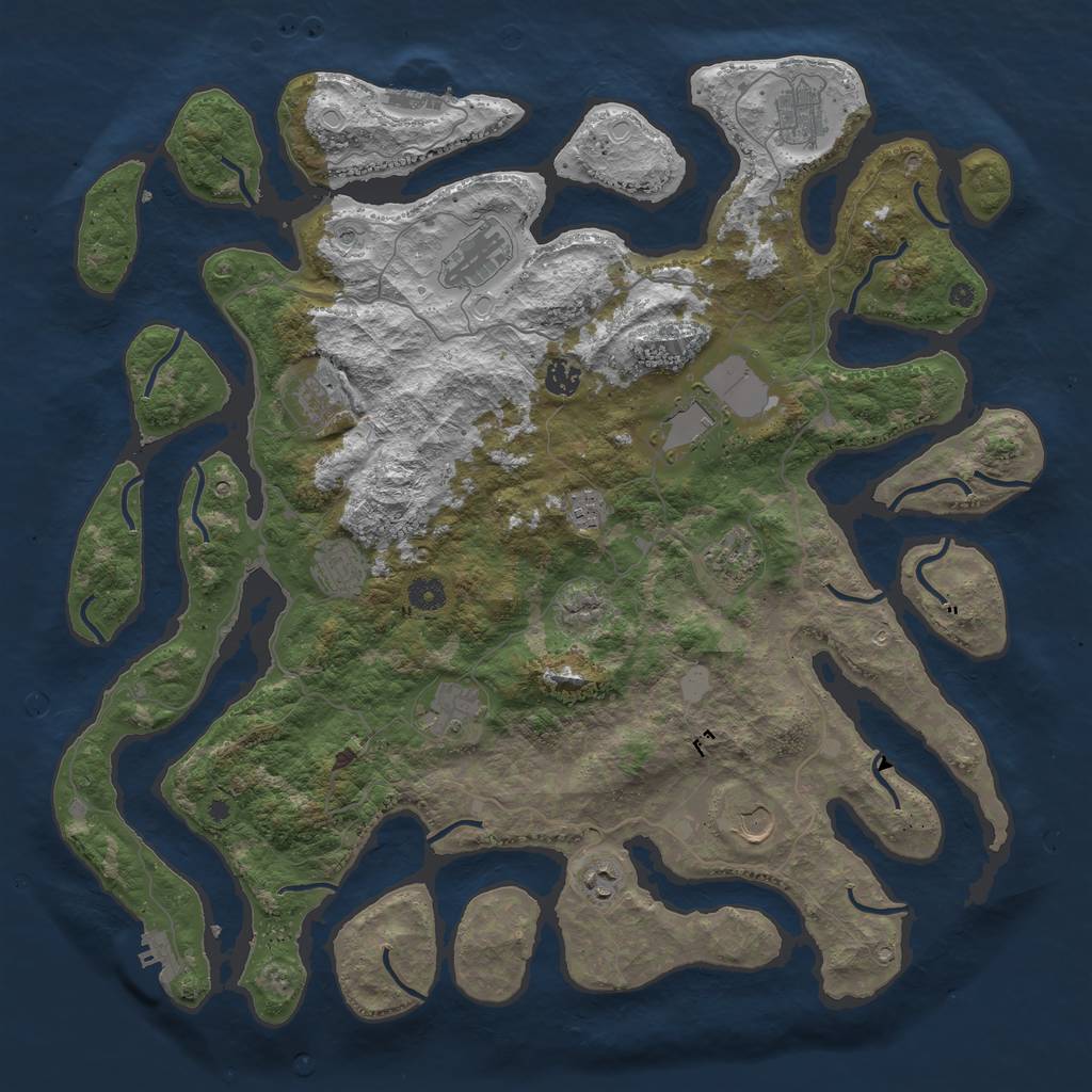 Rust Map: Procedural Map, Size: 4500, Seed: 500000, 19 Monuments