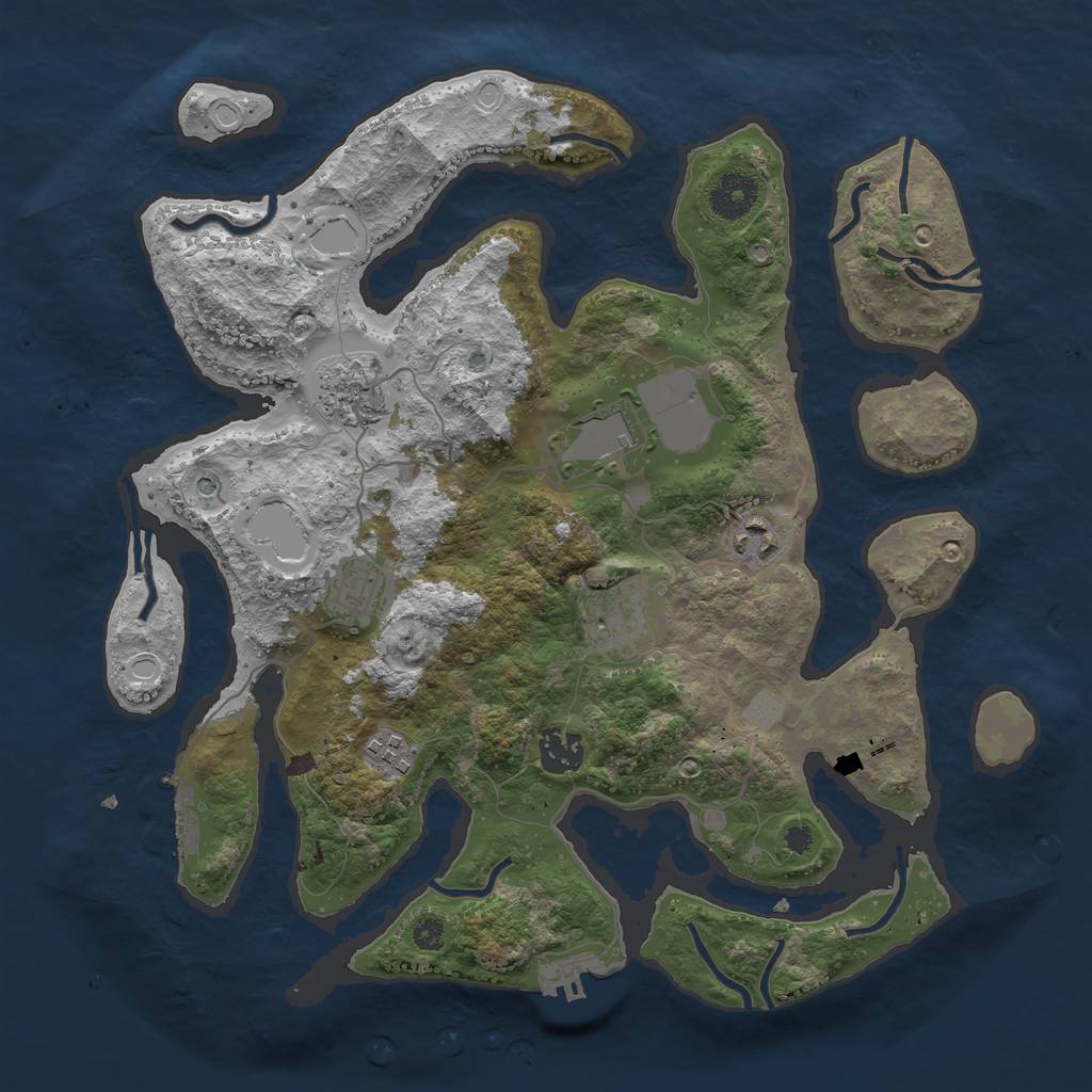 Rust Map: Procedural Map, Size: 3500, Seed: 4873078, 15 Monuments