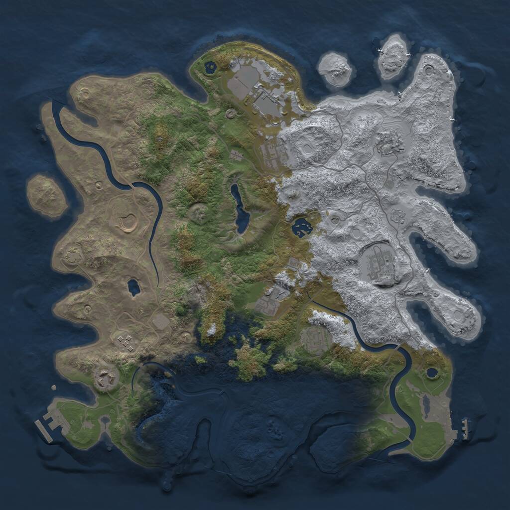 Rust Map: Procedural Map, Size: 4000, Seed: 299185, 16 Monuments