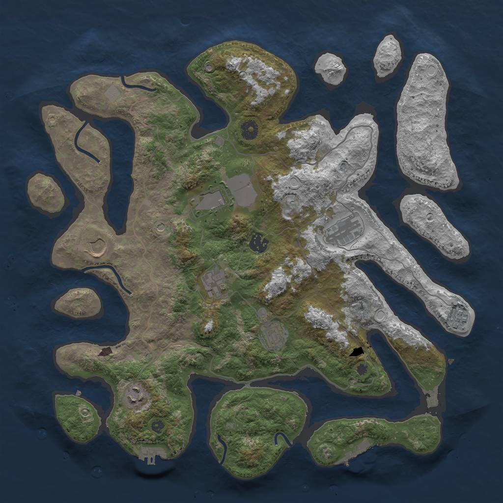 Rust Map: Procedural Map, Size: 4000, Seed: 299185, 16 Monuments