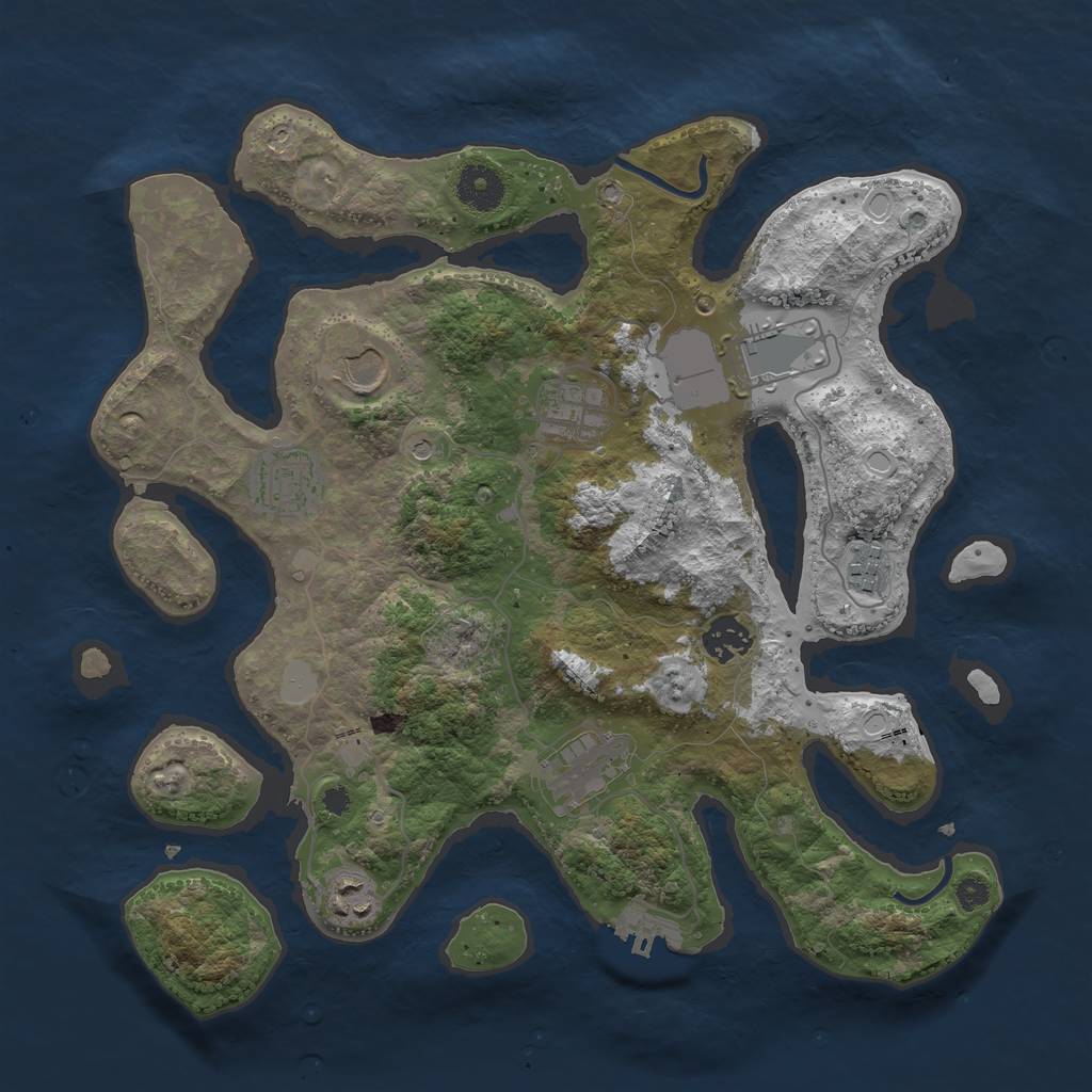Rust Map: Procedural Map, Size: 3550, Seed: 1221521362, 15 Monuments