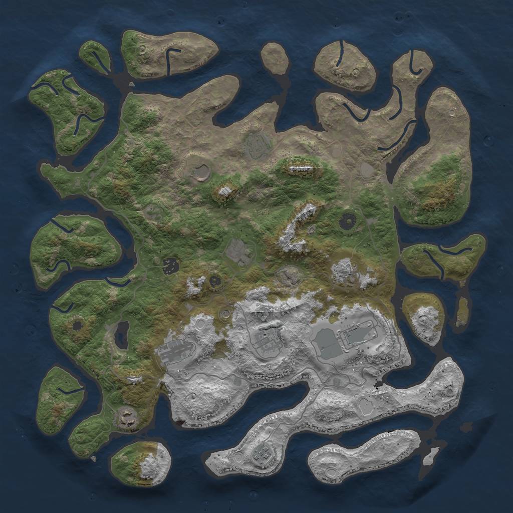 Rust Map: Procedural Map, Size: 4500, Seed: 2415631, 16 Monuments