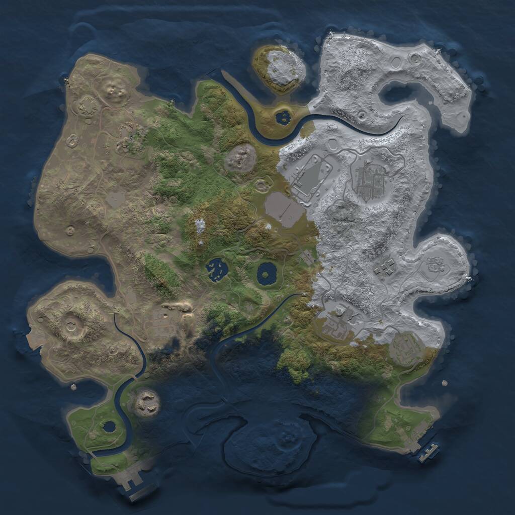 Rust Map: Procedural Map, Size: 3500, Seed: 2208703, 15 Monuments