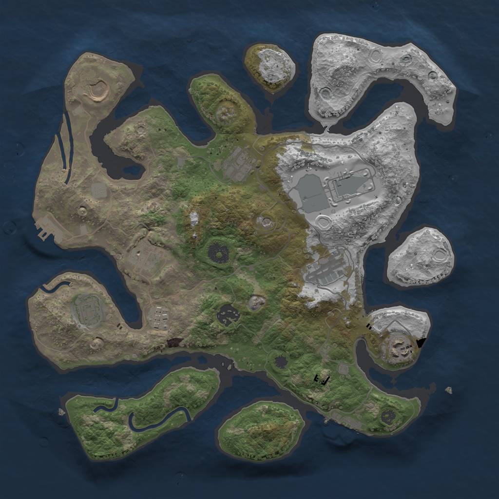 Rust Map: Procedural Map, Size: 3500, Seed: 2208703, 17 Monuments