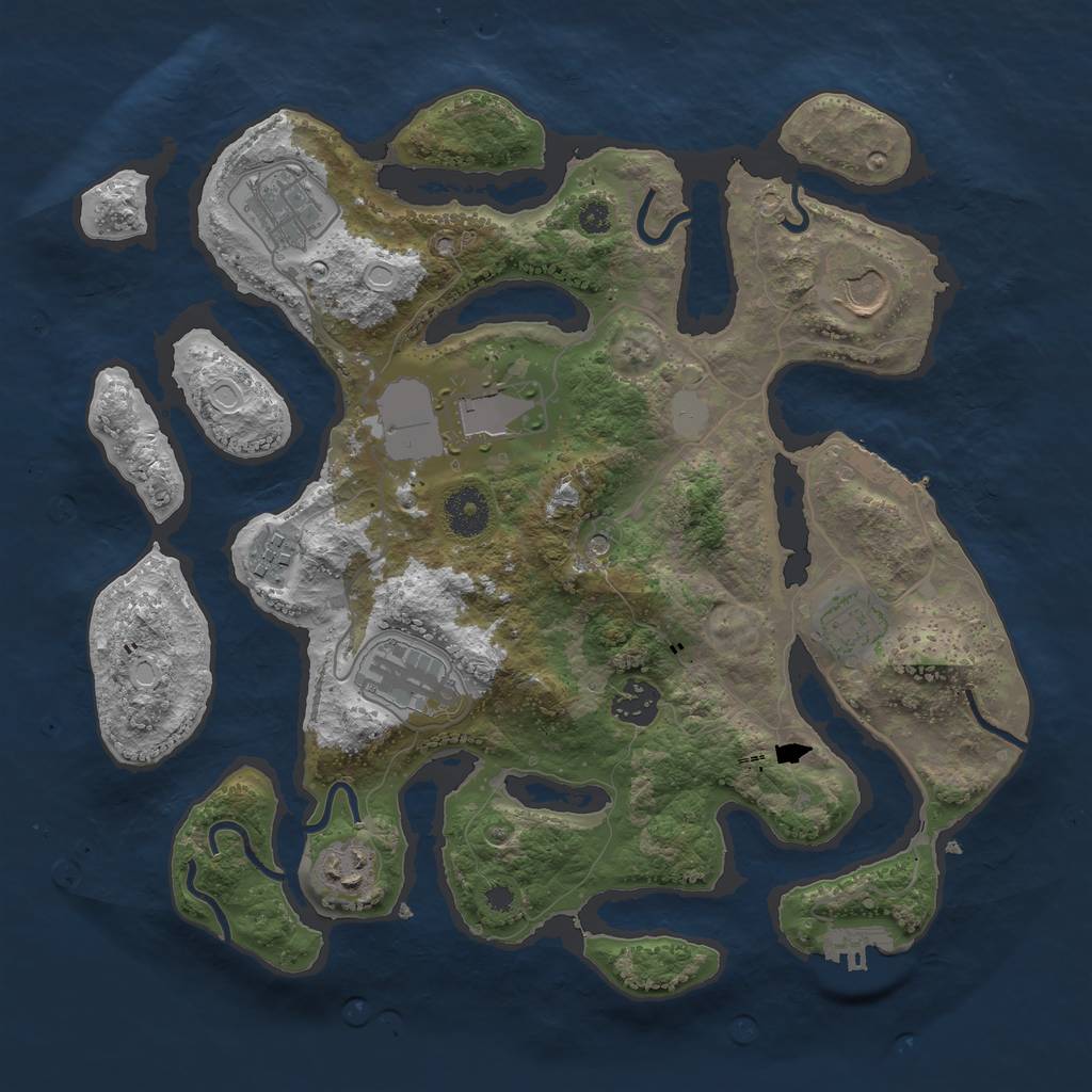 Rust Map: Procedural Map, Size: 3500, Seed: 1705239079, 16 Monuments