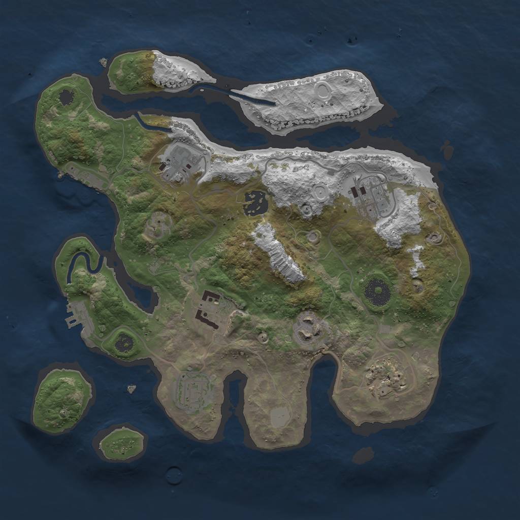 Rust Map: Procedural Map, Size: 3000, Seed: 1657596137, 14 Monuments