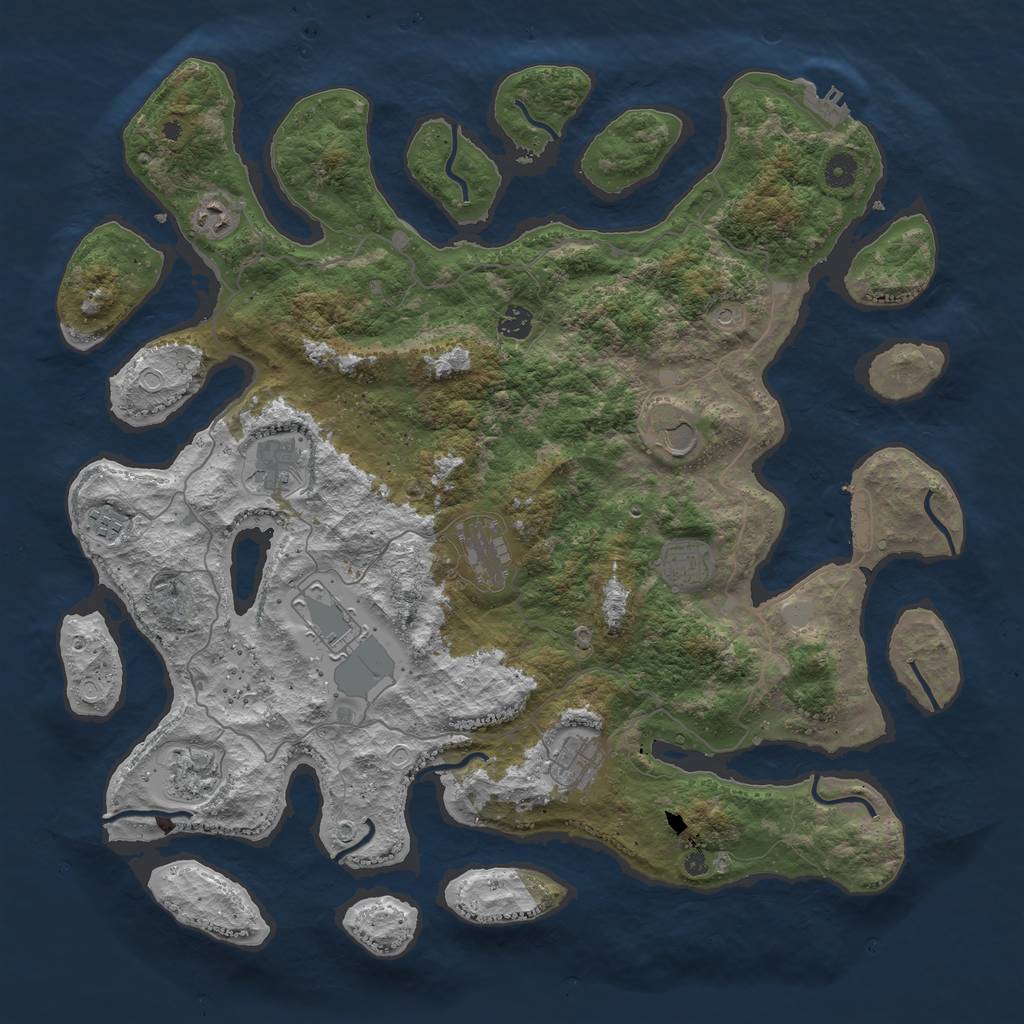 Rust Map: Procedural Map, Size: 4500, Seed: 5261041, 18 Monuments