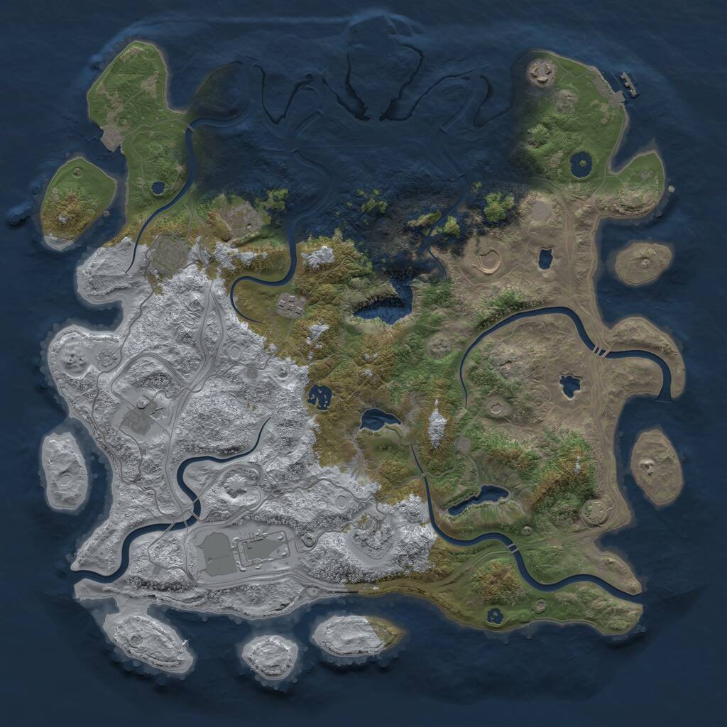 Rust Map: Procedural Map, Size: 4500, Seed: 5261041, 15 Monuments