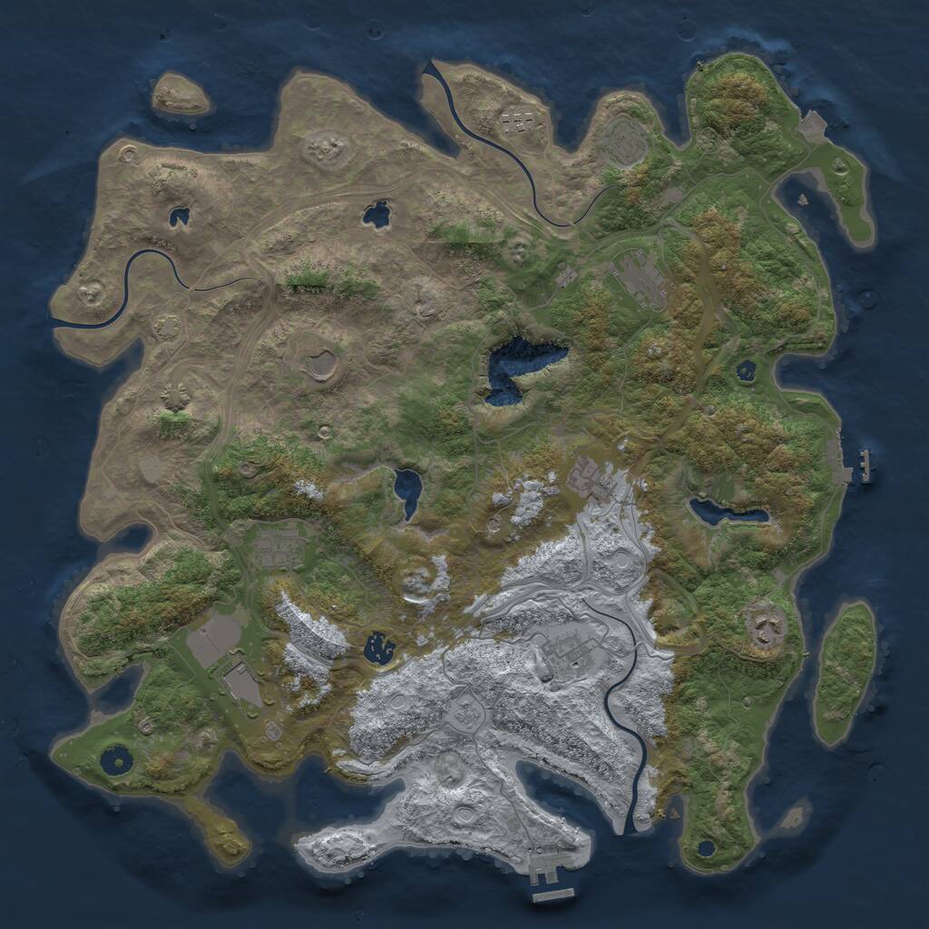 Rust Map: Procedural Map, Size: 4500, Seed: 378181, 16 Monuments