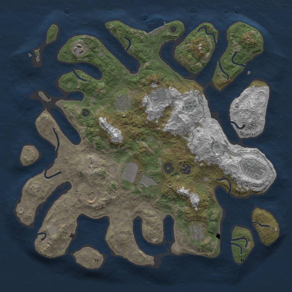 Rust Map: Procedural Map, Size: 4000, Seed: 920397, 16 Monuments