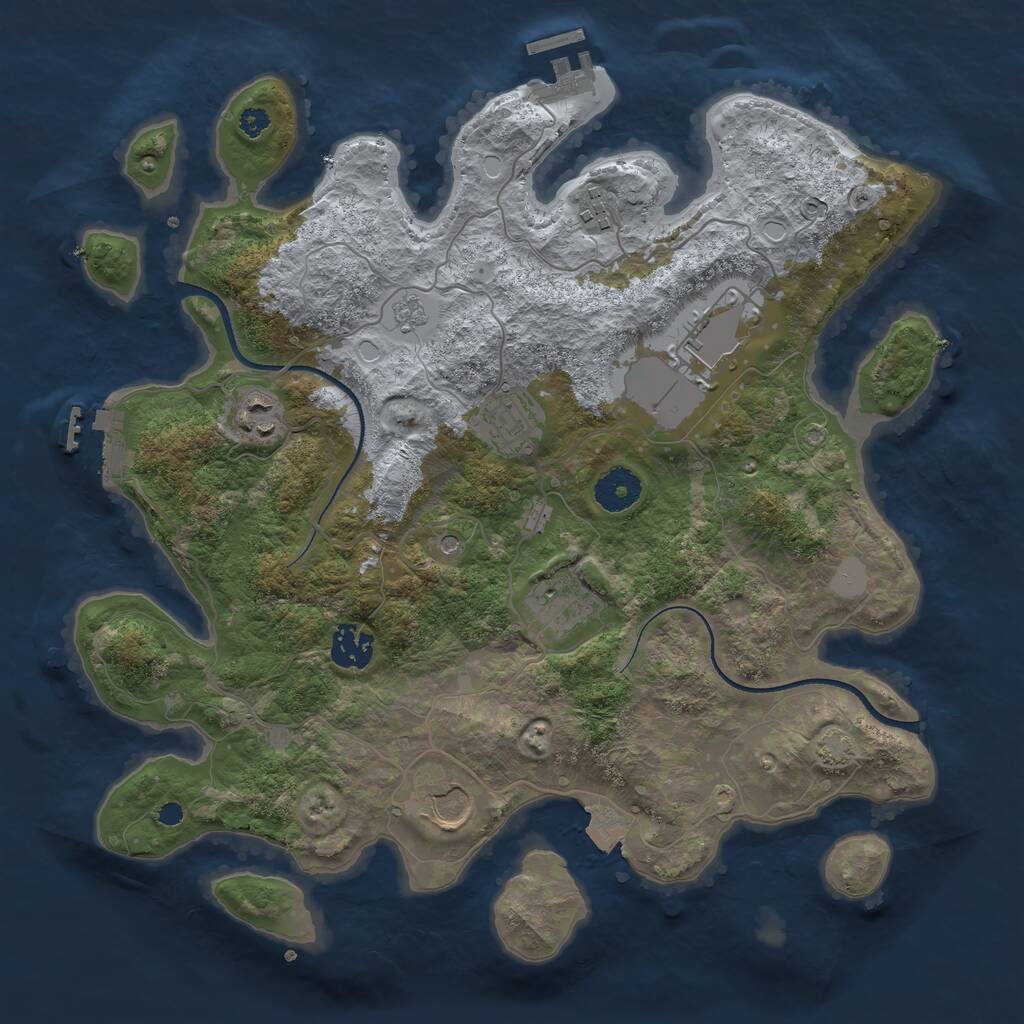 Rust Map: Procedural Map, Size: 3500, Seed: 3995504, 13 Monuments