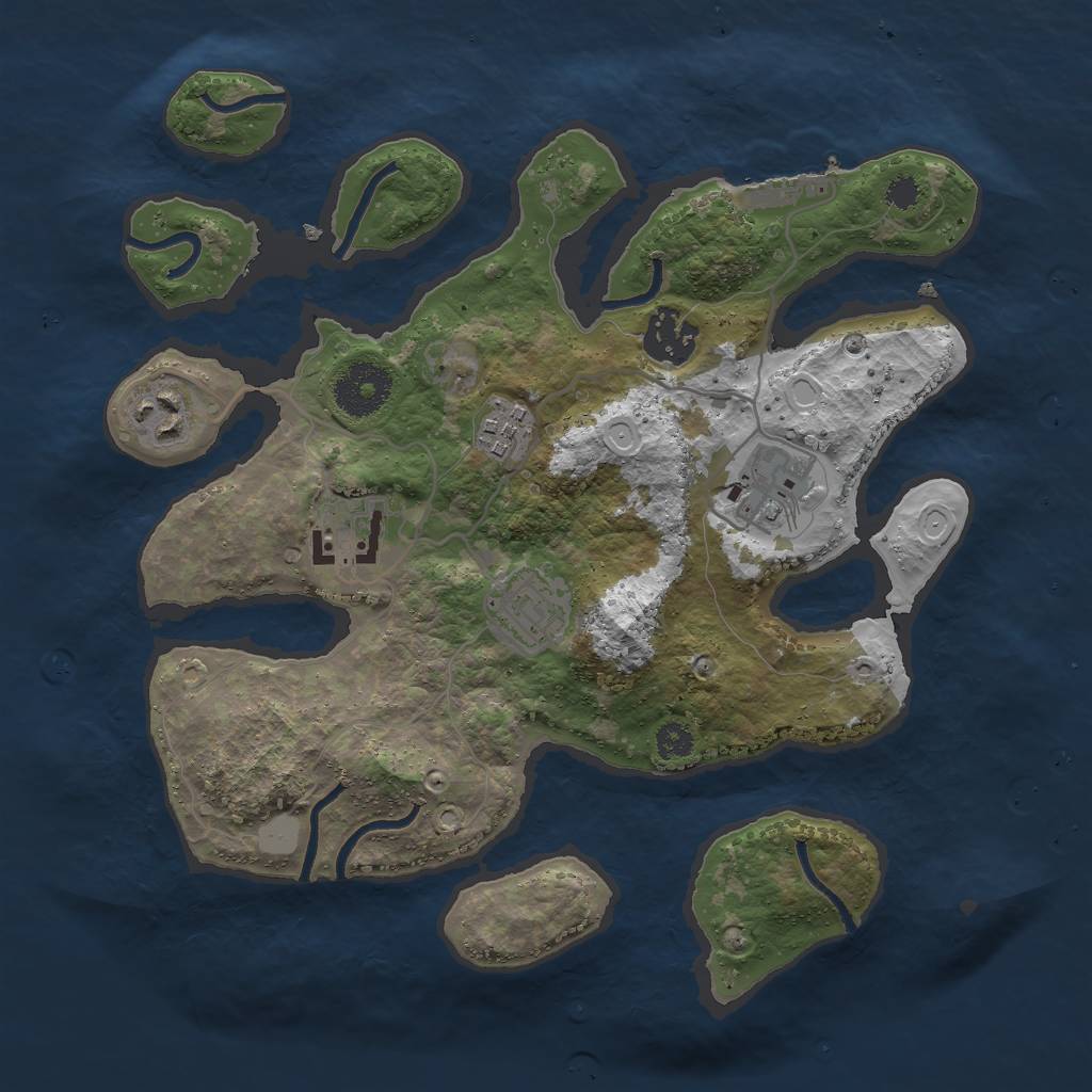Rust Map: Procedural Map, Size: 3000, Seed: 753795, 12 Monuments