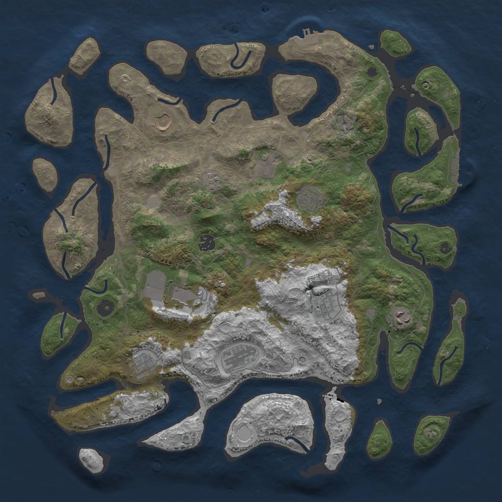 Rust Map: Procedural Map, Size: 4500, Seed: 5452221, 18 Monuments