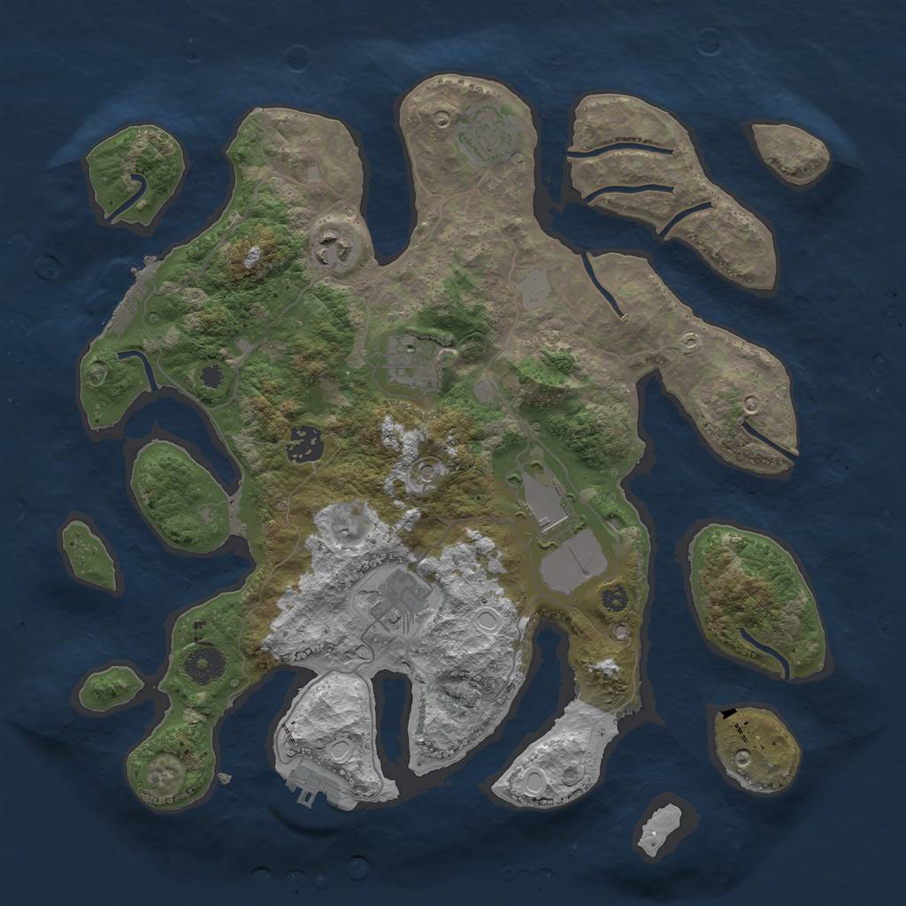 Rust Map: Procedural Map, Size: 3550, Seed: 401759, 14 Monuments