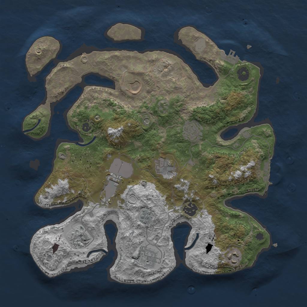 Rust Map: Procedural Map, Size: 3500, Seed: 4917164, 17 Monuments